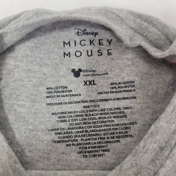Disney Mickey Mouse Men's Gray Short Sleeve Tshirt T Shirt Size XXL 90% Cotton - Picture 5 of 7